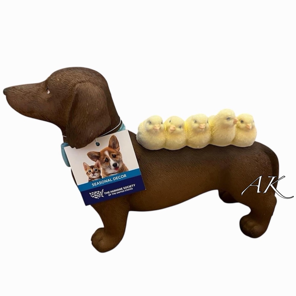 Humane Society Dachshund w/ Chicks Statue Figurine 🐾 Doxie Wiener Easter 🐣